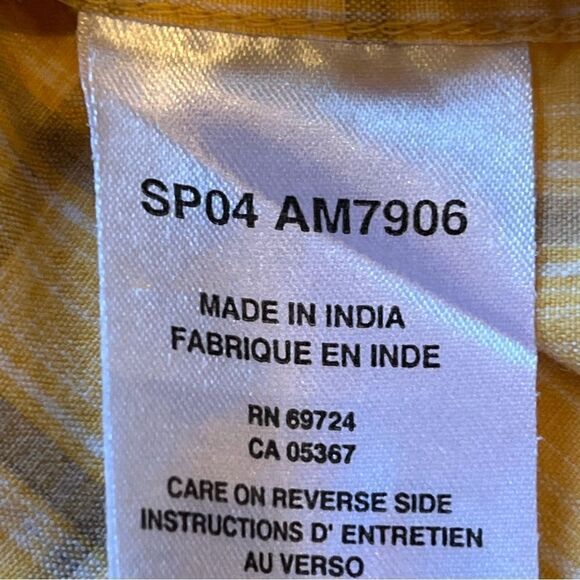 Columbia Men's Short Sleeve Button Down Shirt Yellow/Gray Plaid Size Large - Picture 7 of 9